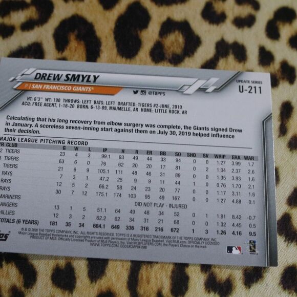 Drew Smyly U-211 Baseball Card - Picture 2 of 2